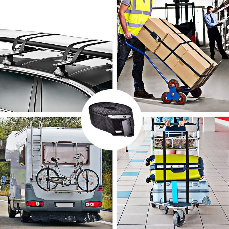 Gutezeiten Premium Lashing Strap Short 1"" x 6.5 ft  Cam Buckle Tie Down Straps Heavy Duty Secure Straps up to 700 lbs Capacity for Motorcycle SUP  Kayak  Canoe  Trailer  Cargo  Truck  Luggage 4 Pcs - Image 5